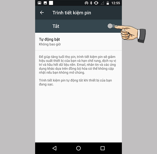 Bật trình tiết kiệm Pin